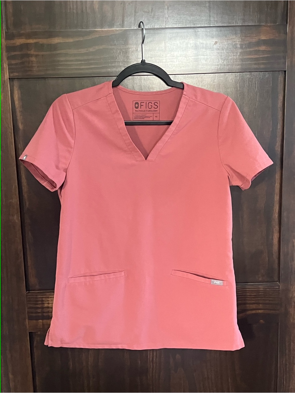 FIGS Women's V-Neck Short Sleeve Scrub Top in Rose